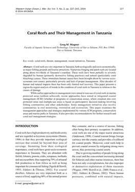 Coral Reefs and Their Management in Tanzania