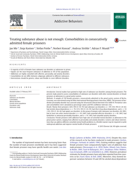 Treating Substance Abuse Is Not Enough: Comorbidities in Consecutively Admitted Female Prisoners