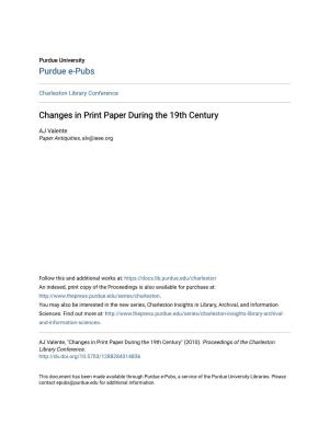Changes in Print Paper During the 19Th Century