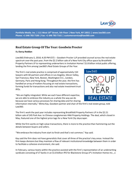 Real Estate Group of the Year: Goodwin Procter by Darcy Reddan