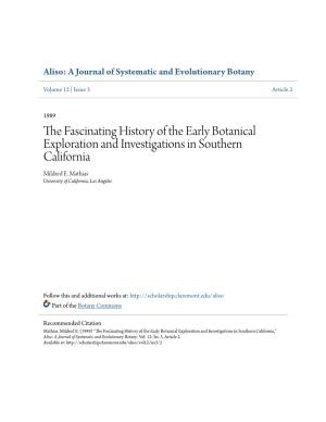 The Fascinating History of the Early Botanical Exploration and Investigations in Southern California