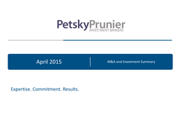 April 2015 M&A and Investment Summary 245245 232232 184184