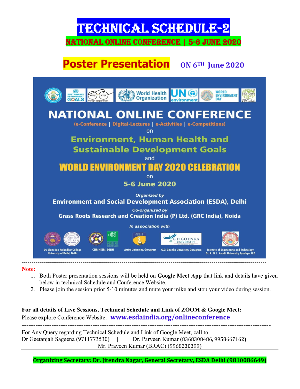 Technical Schedule-2 National Online Conference | 5-6 June 2020
