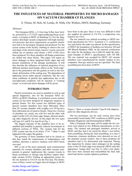 The Influences of Material Properties to Micro Damages on Vacuum Chamber Cf Flanges S