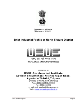 Brief Industrial Profile of North Tripura District