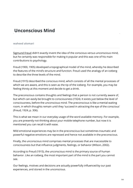 Freud and the Unconscious Mind