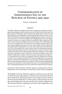 Commemoration of Independence Day in the Republic of Estonia 1919–1940