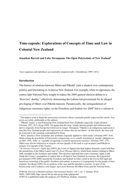 Time-Capsule: Explorations of Concepts of Time and Law in Colonial New Zealand