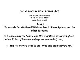 Wild and Scenic Rivers Act (P.L