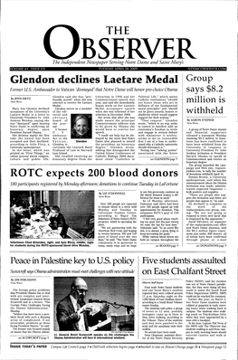 Glendon Declines Laetare Medal ROTC Expects 200 Blood Donors