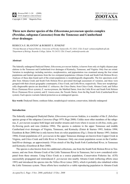 Zootaxa, Three New Darter Species of the Etheostoma Percnurum