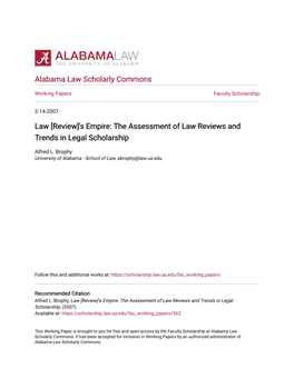 S Empire: the Assessment of Law Reviews and Trends in Legal Scholarship
