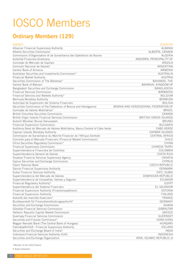 IOSCO Members Ordinary Members (129)