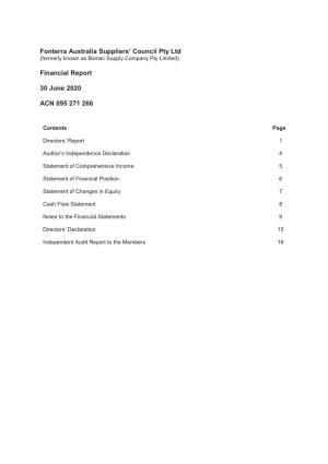 Fonterra Australia Suppliers' Council Pty Ltd Financial Report 30 June