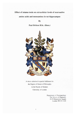 Effect of Tetanus Toxin on Extracellular Levels of Neuroactive Amino Acids and Monoamines in Rat Hippocampus
