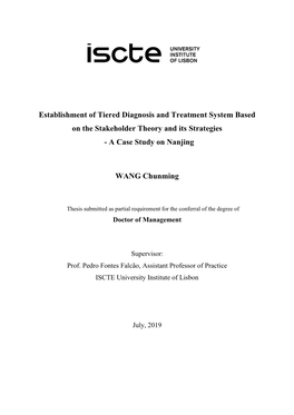 Establishment of Tiered Diagnosis and Treatment System Based on the Stakeholder Theory and Its Strategies - a Case Study on Nanjing