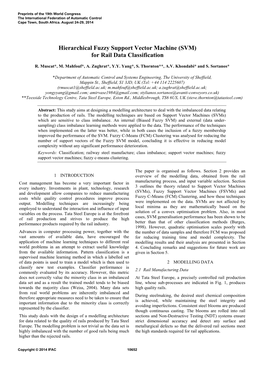 Hierarchical Fuzzy Support Vector Machine (SVM) for Rail Data Classification