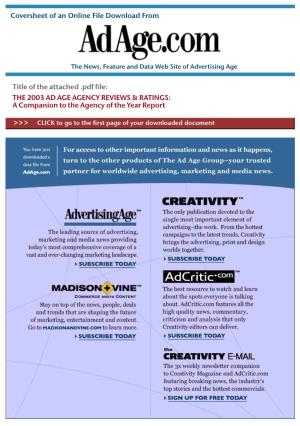 Ad Agencies Reviews & Ratings 2004