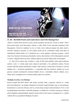 21. Díl – Red Bull Stratos Aneb Nadzvukový Muž Felix Baumgartner „Občas Se Musíte Dostat Opravdu Vysoko, Abyste Pochopili, Jak Malí Jste