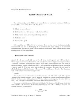 RESISTANCE of COIL 1 Temperature Effects