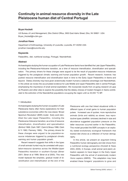 Continuity in Animal Resource Diversity in the Late Pleistocene Human Diet of Central Portugal