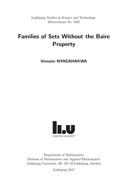 Families of Sets Without the Baire Property