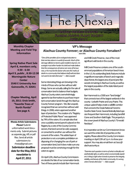 The Rhexia Paynes Prairie Chapter Florida Native Plant Society April 2011