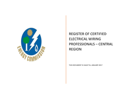 Register of Certified Electrical Wiring Professionals – Central Region