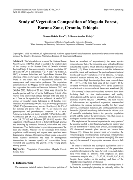 Study of Vegetation Composition of Magada Forest, Borana Zone, Oromia, Ethiopia