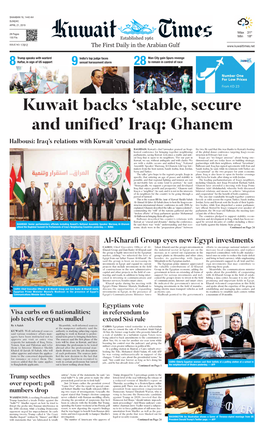 Kuwait Backs ‘Stable, Secure and Unified’ Iraq: Ghanem