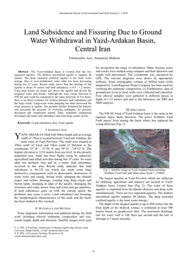 Land Subsidence and Fissuring Due to Ground Water Withdrawal in Yazd-Ardakan Basin, Central Iran
