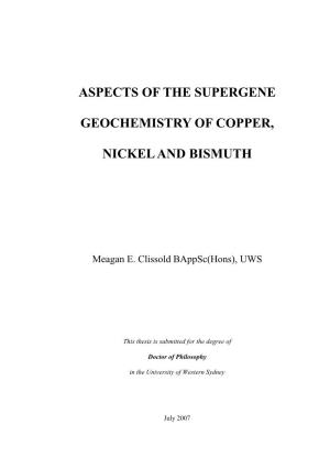 Aspects of the Supergene Geochemistry of Copper