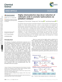 Highly-Chemoselective Step-Down Reduction of Carboxylic Acids to Aromatic Hydrocarbons Via Cite This: Chem