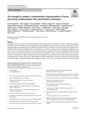 The Strength in Numbers: Comprehensive Characterization of House Dust Using Complementary Mass Spectrometric Techniques