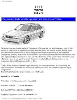 2000 Volvo S &
