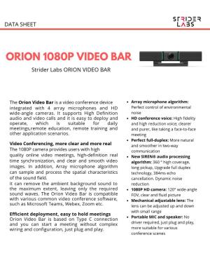 ORION 1080P VIDEO BAR Strider Labs ORION VIDEO BAR