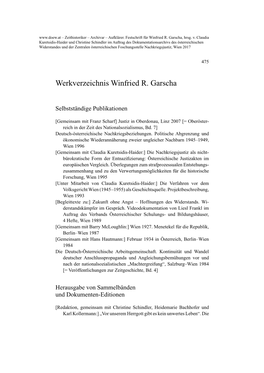 Werkverzeichnis Winfried R. Garscha