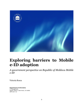 Exploring Barriers to Mobile E-ID Adoption a Government Perspective on Republic of Moldova Mobile E-ID