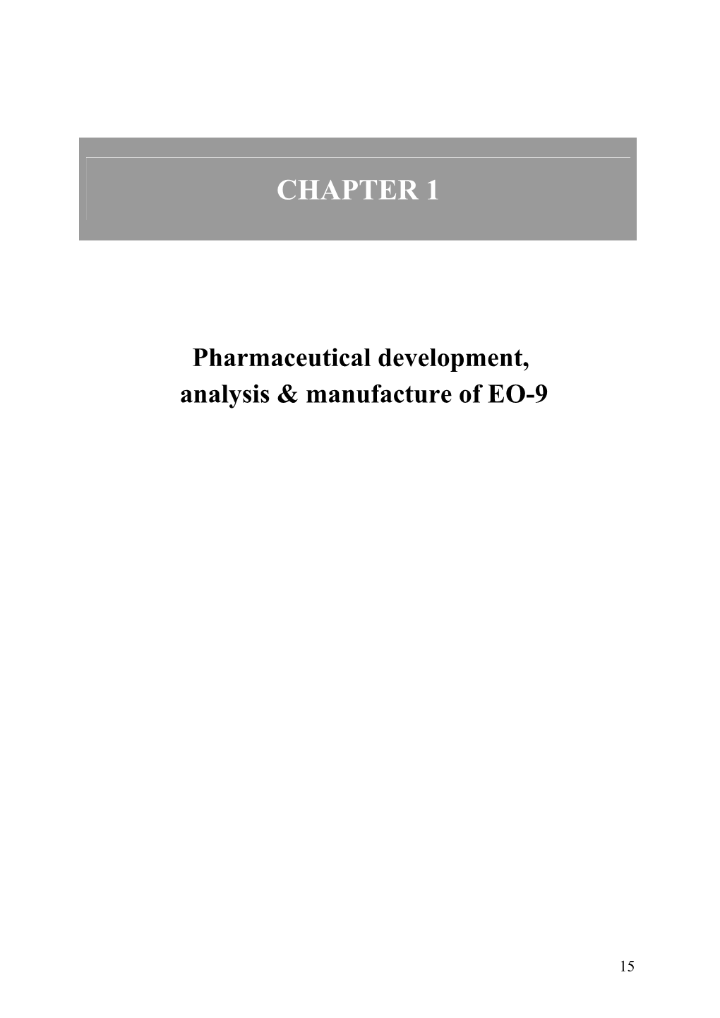 Chapter 1.1 Development of a Bladder Instillation of the Indoloquinone