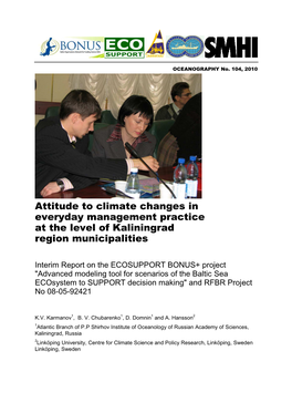 Attitude to Climate Changes in Everyday Management Practice at the Level of Kaliningrad Region Municipalities