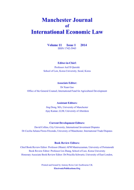 Manchester Journal of International Economic Law