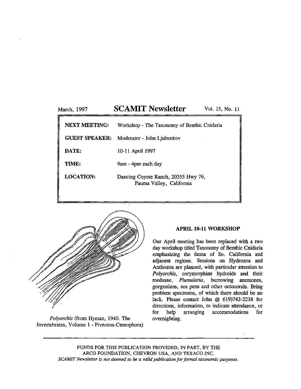 SCAMIT Newsletter Vol. 15 No. 11 1997 March
