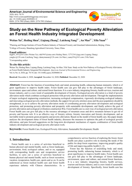 Study on the New Pathway of Ecological Poverty Alleviation an Forest Health Industry Integrated Development
