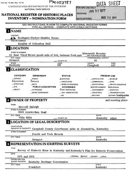 National Register of Historic Places Inventory -- Nomination Form