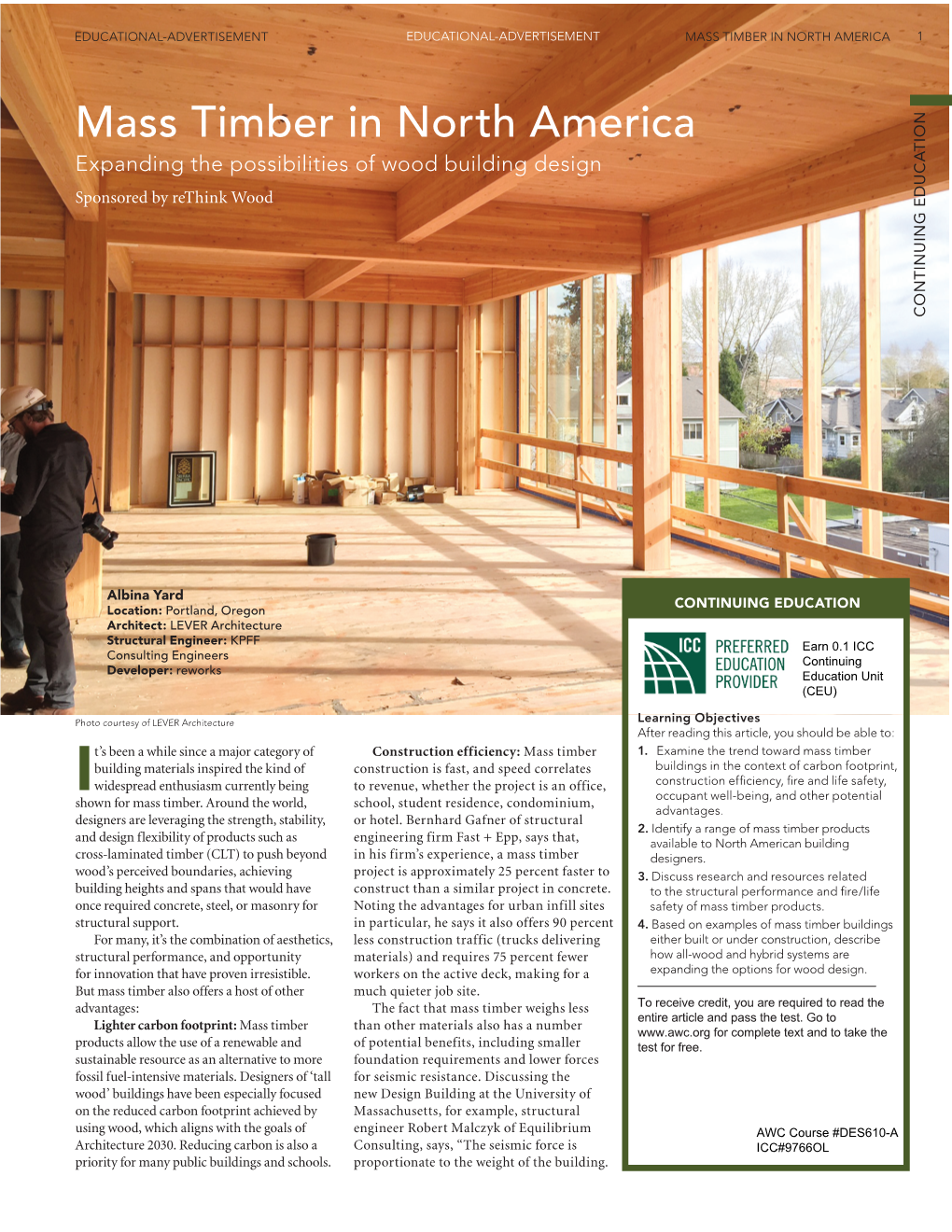 Mass Timber in North America 1