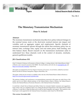 The Monetary Transmission Mechanism