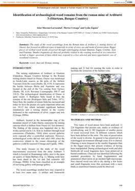 Identification of Archaeological Wood Remains from the Roman Mine of Arditurri 3 (Oiartzun, Basque Country)