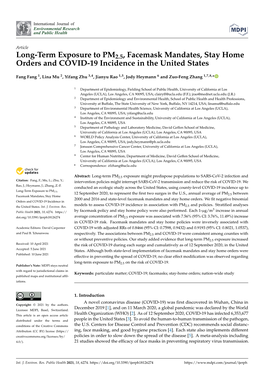 Long-Term Exposure to PM2.5, Facemask Mandates, Stay Home Orders and COVID-19 Incidence in the United States