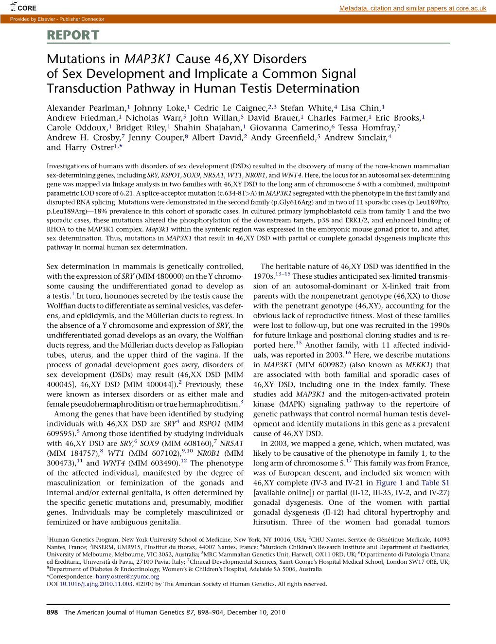 Mutations In Map3k1 Cause 46 Xy Disorders Of Sex Development And