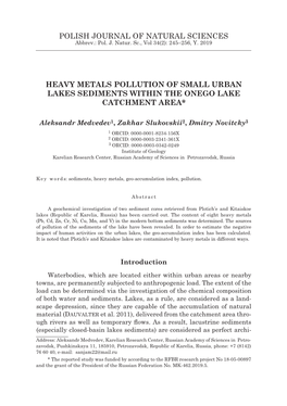 Polish Journal of Natural Sciences Heavy Metals